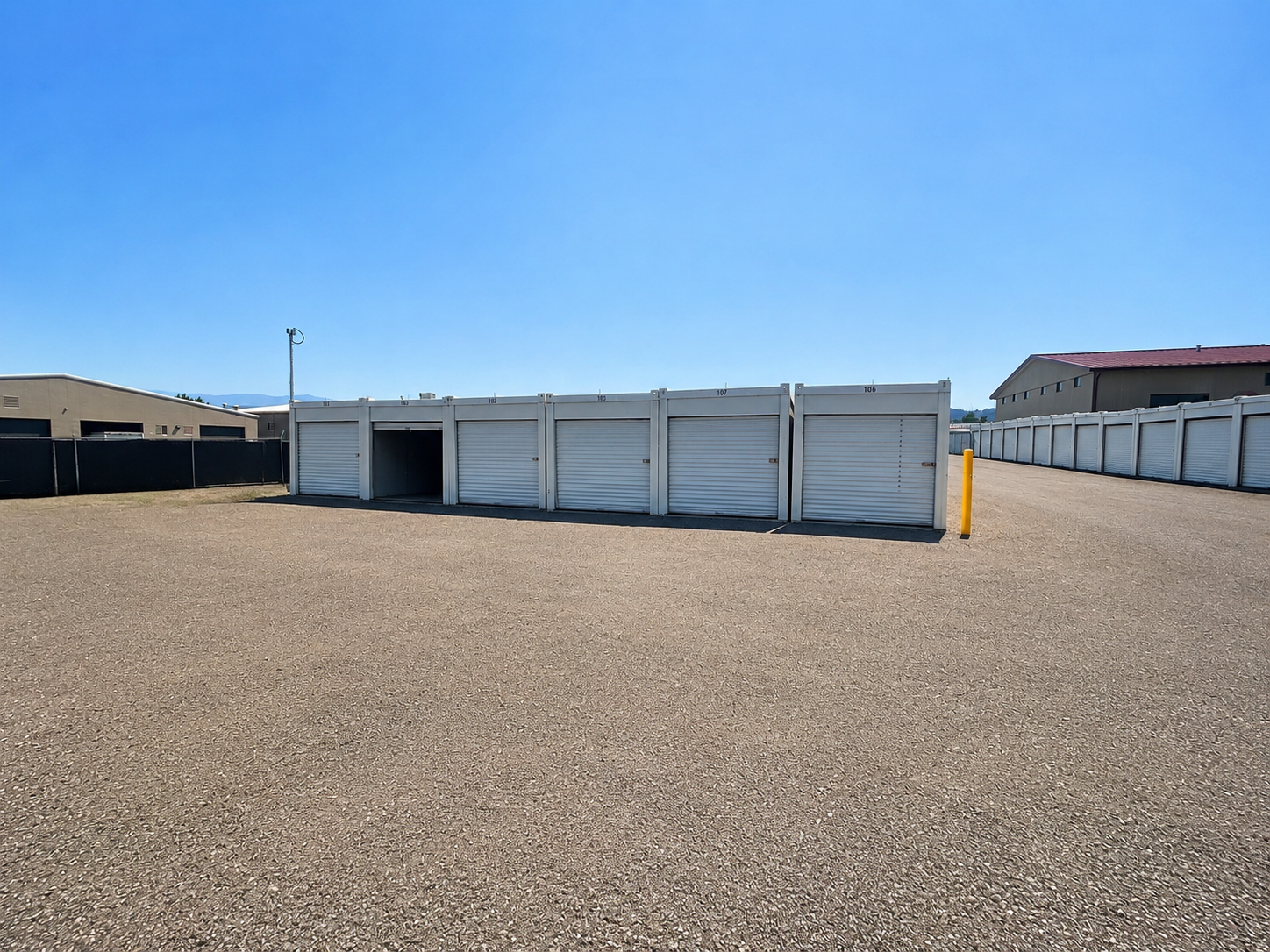 Row of self storage units at Vail Storage