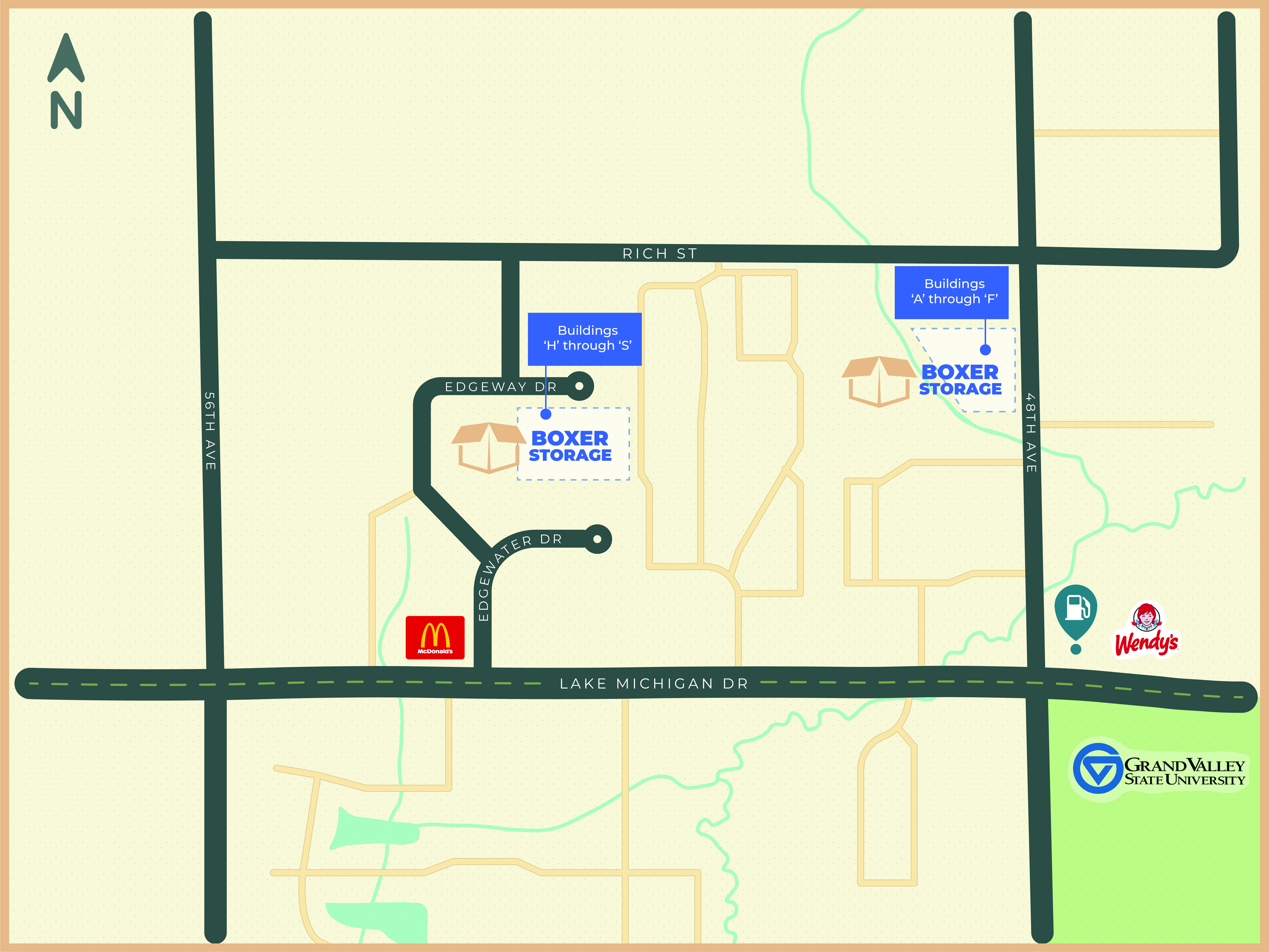 Allendale storage locations map