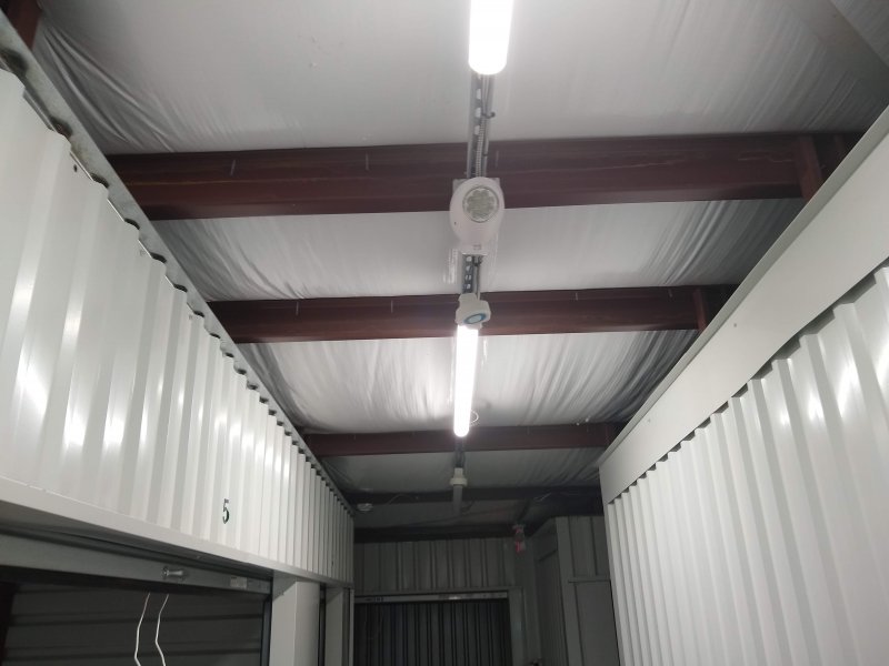 inside I85 Storage showing security lights and camera