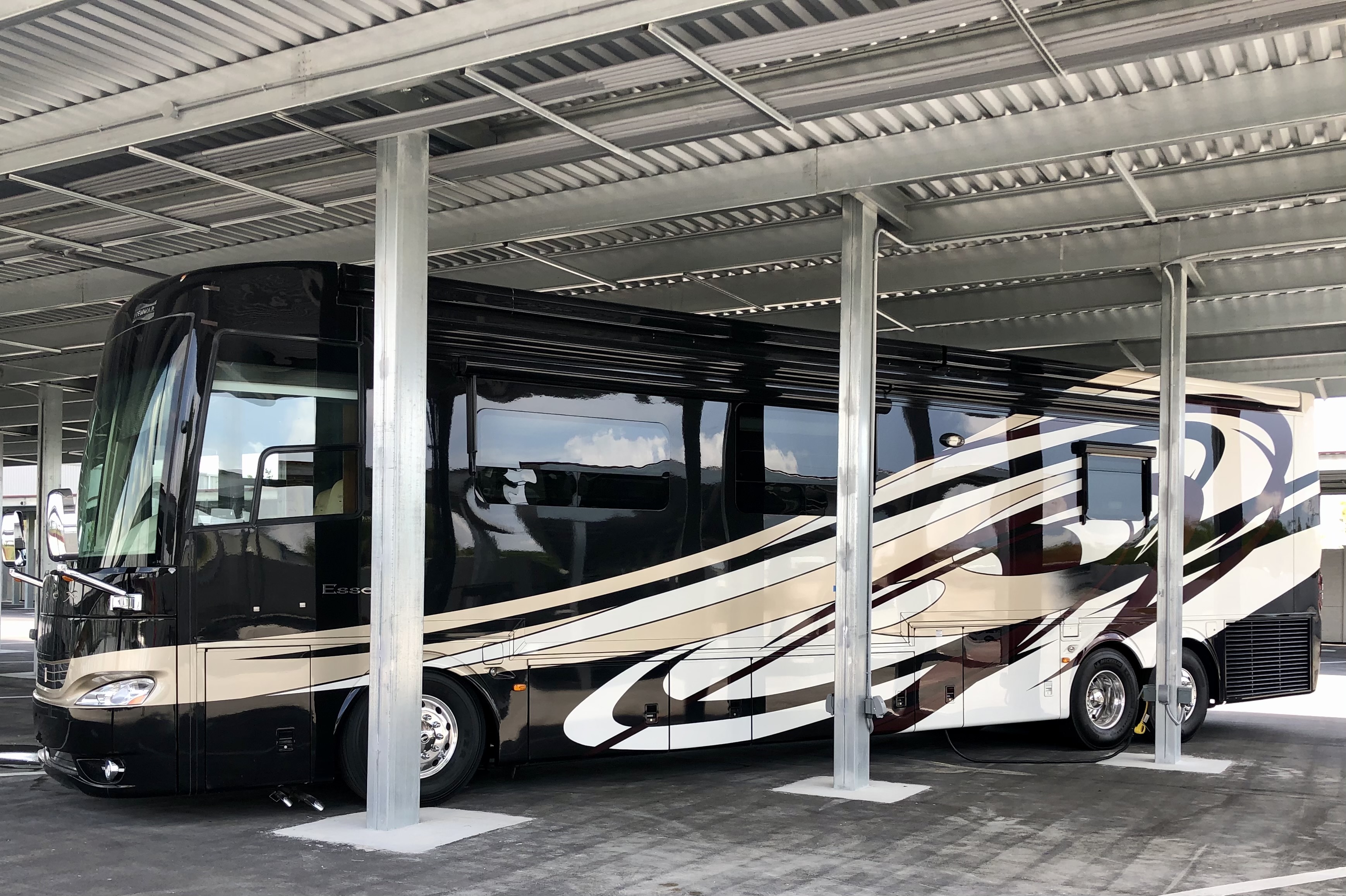 Covered parking with electric for the largest RVs and Boats