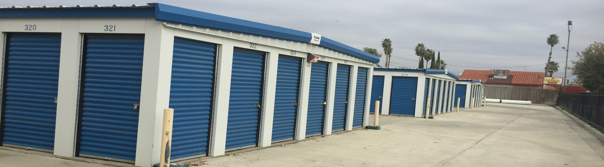 Rows of self storage units in Bakersfield, CA