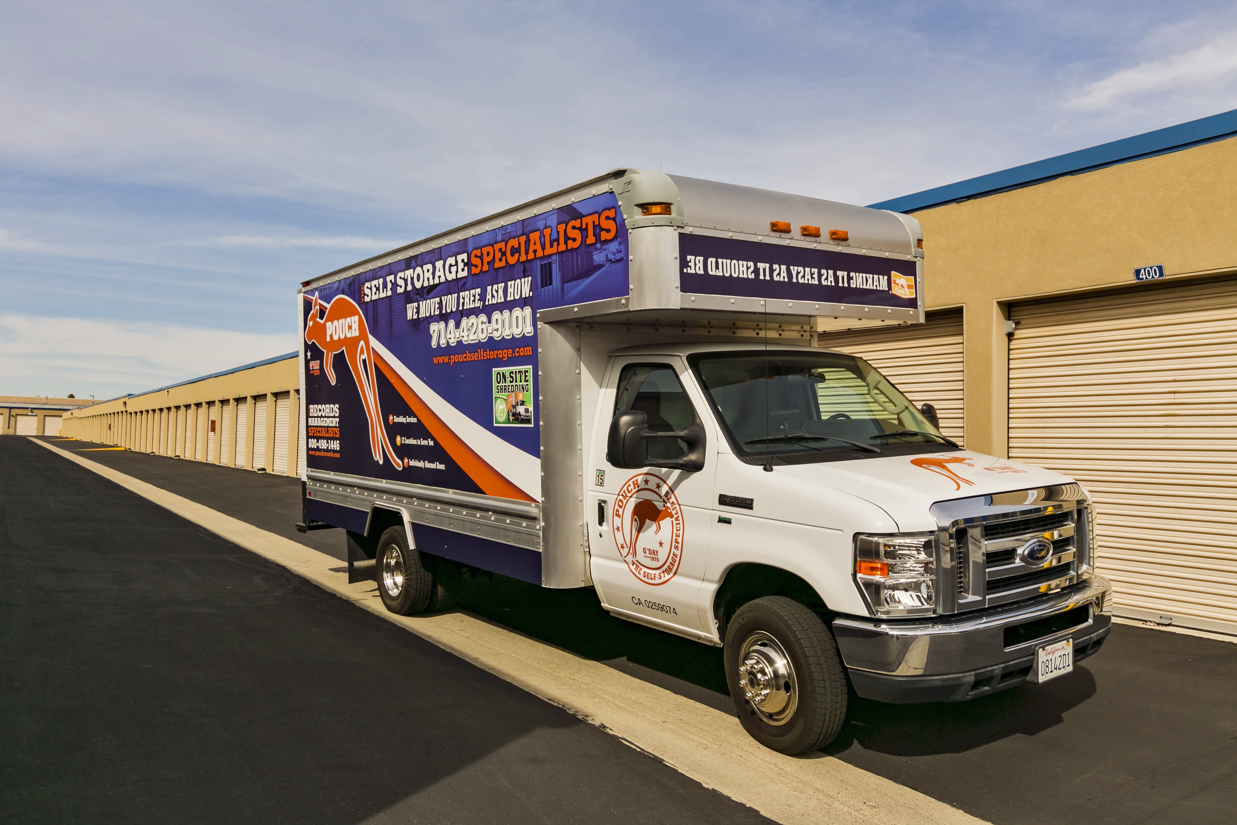 Pouch Self Storage branded moving truck