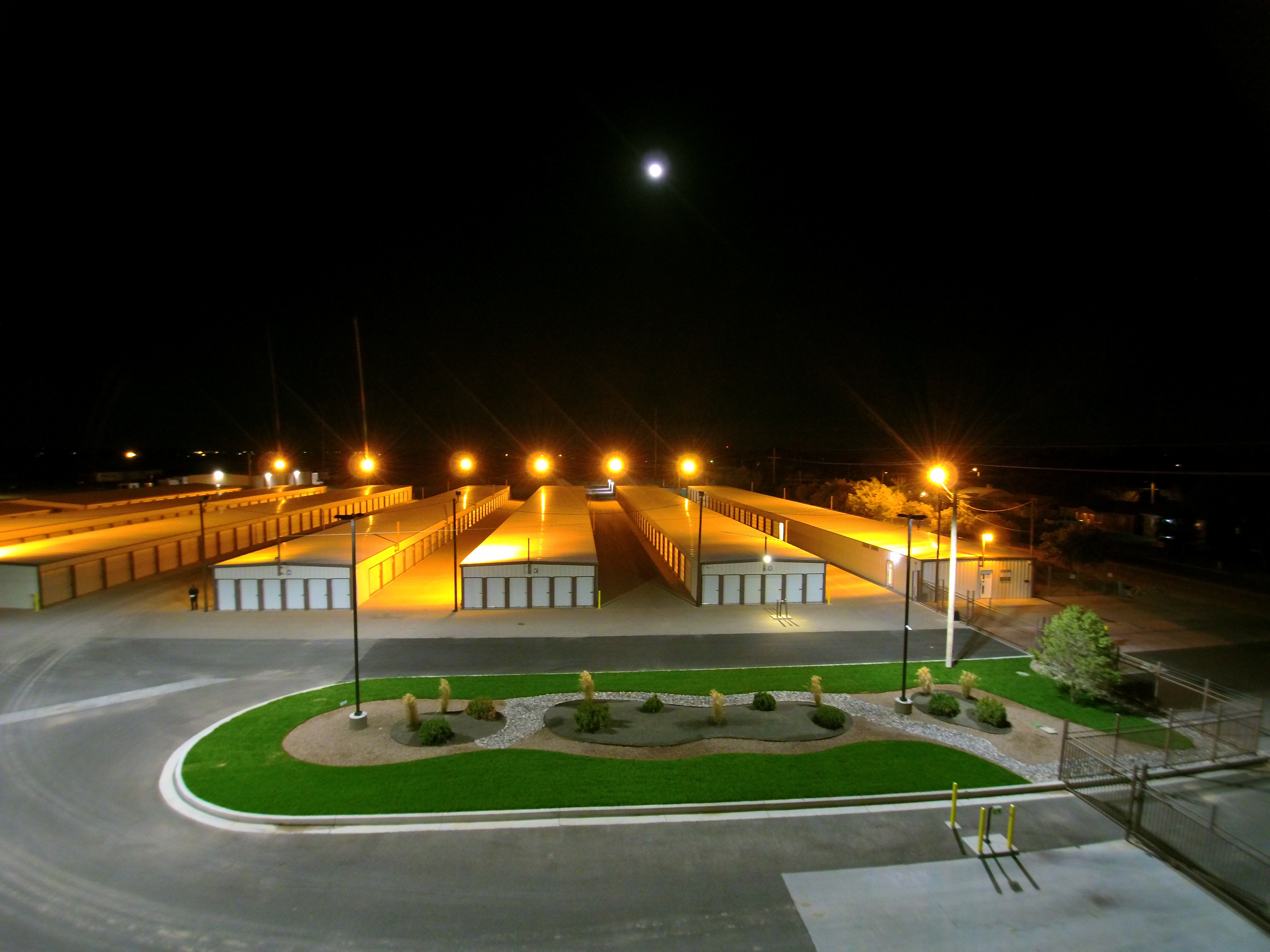 overhead view of Billy The Kid Secure Storage at night