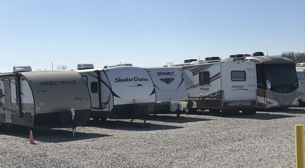 RVs parked in a row