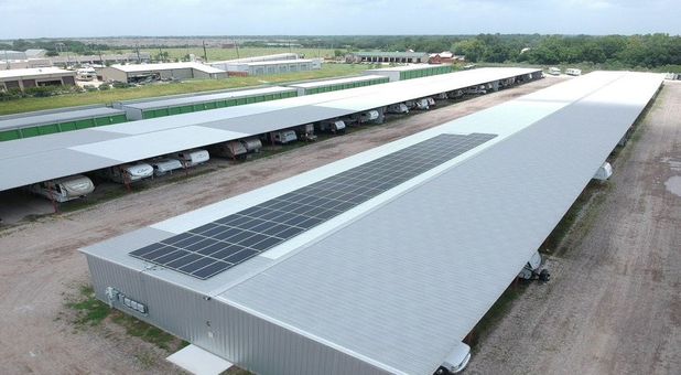 GreenFill Cypress Self Storage with solar power grids GreenFill Storage Cypress, TX 77433, is a Solar Powered Self Storage Facility in Cypress Texas