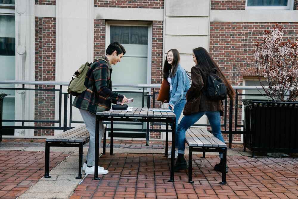 Students gathered around a table