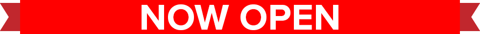 Red "Now Open" banner