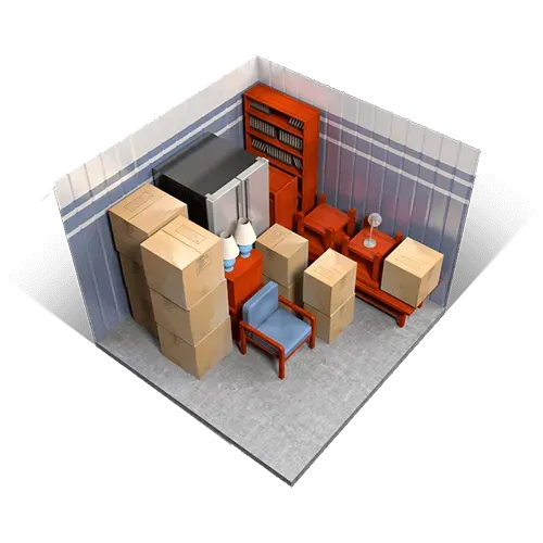 The 10x10 What fits inside?  Did you just buy a new house and need to move out of your small apartment, but the house is still being built? This 100 square foot unit should hold all your items! It is ideal for storing an entire living room and two full bedrooms.