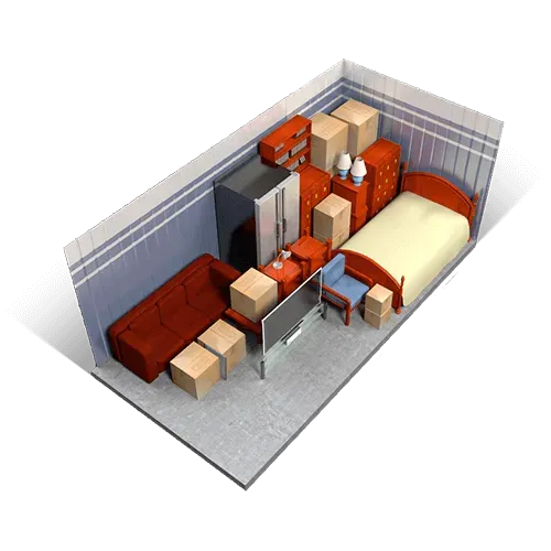 The 10x20 What fits inside?  Are you in-between homes and need to store all of your family’s belongings? This is the perfect space for you, capacitating roughly 5 bedrooms, and accommodating larger items like washers, dryers and refrigerators.