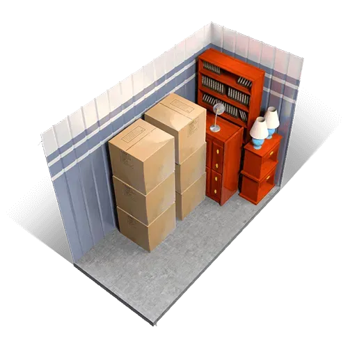 The 5x10 What fits inside?  This size unit yields a total of 50 square feet of space, perfect for storing an entire bedroom or office. Are you looking to remodel a room or office? Now you can have the space to keep all of the contents during construction instead of clogging up other rooms!