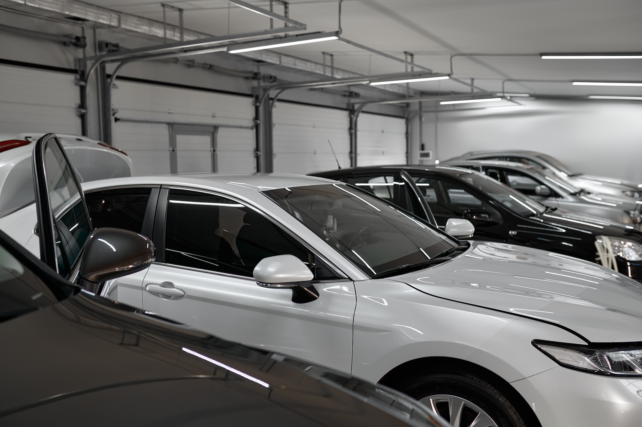 Vehicles parked in a building