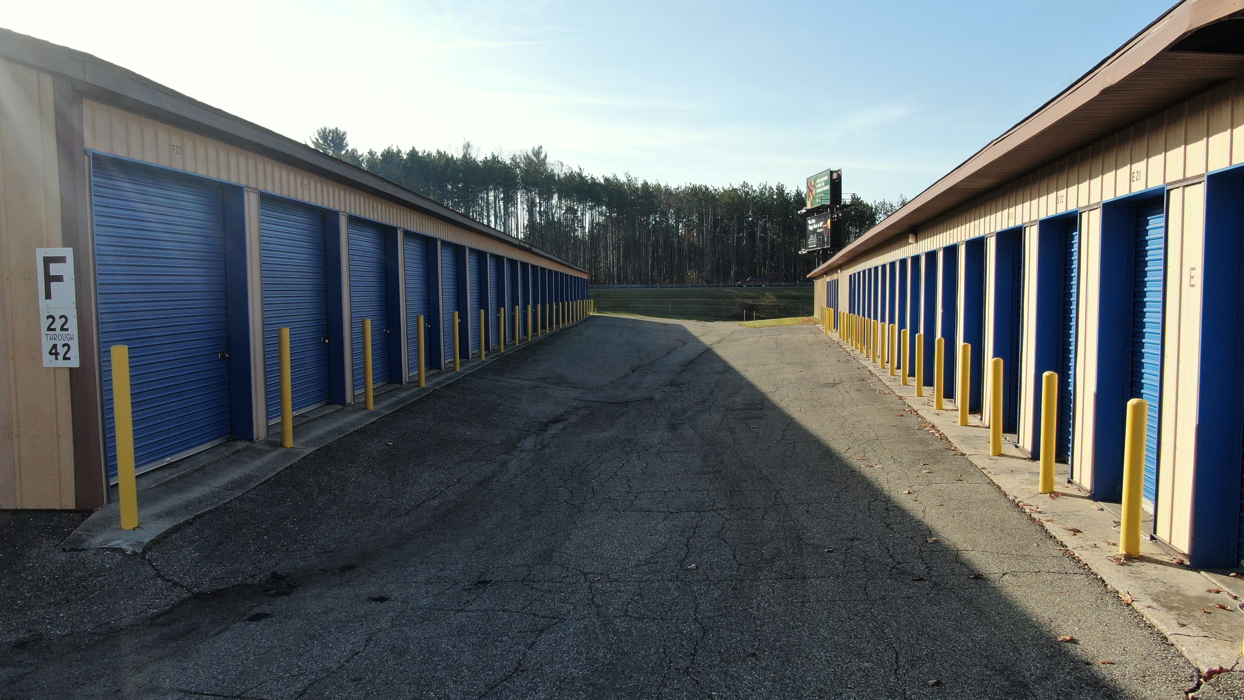 Wide aisles to access your drive up storage unit in Rockford, MI