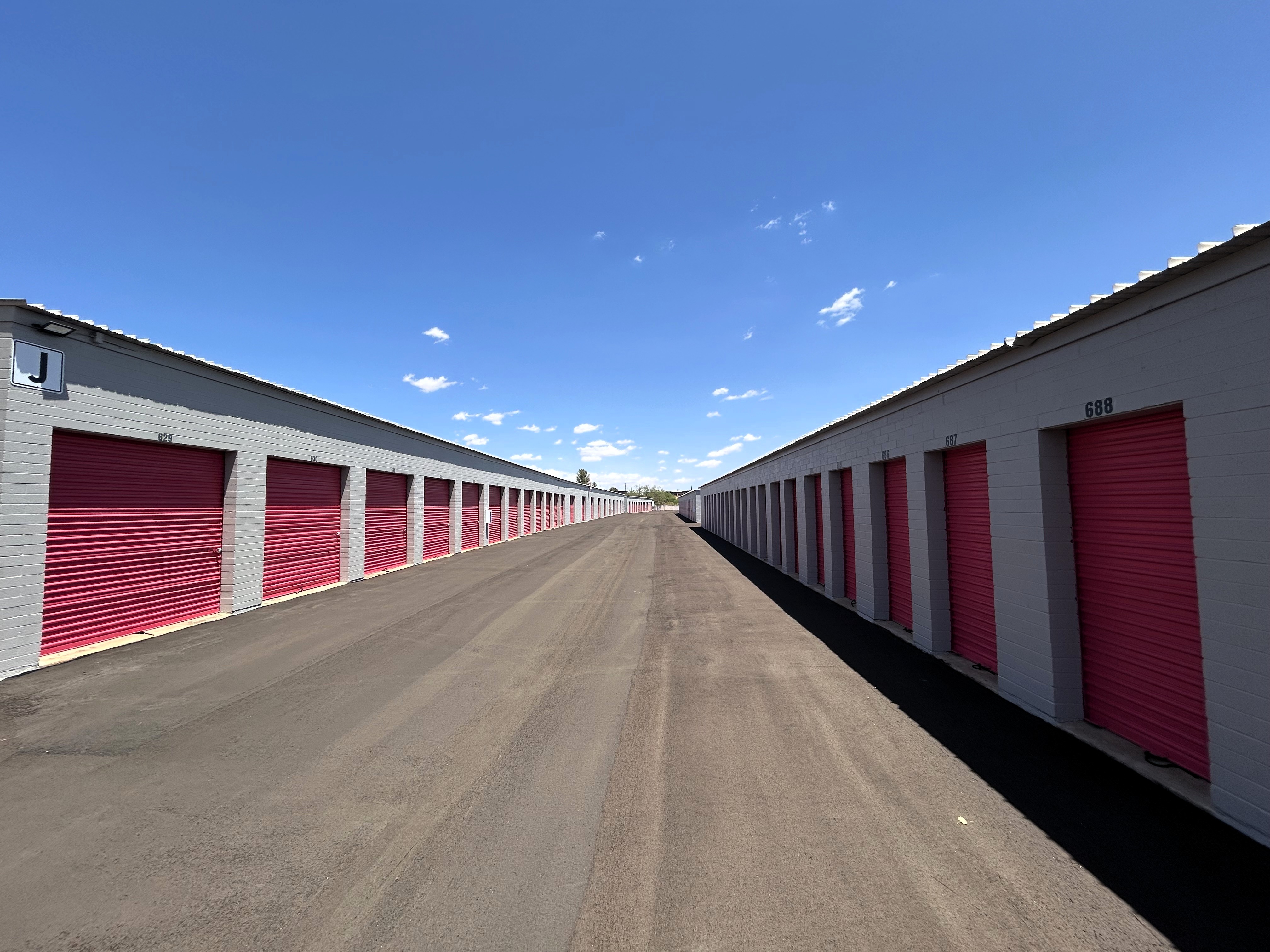 Wide Drive Aisles & Storage At Pink Door