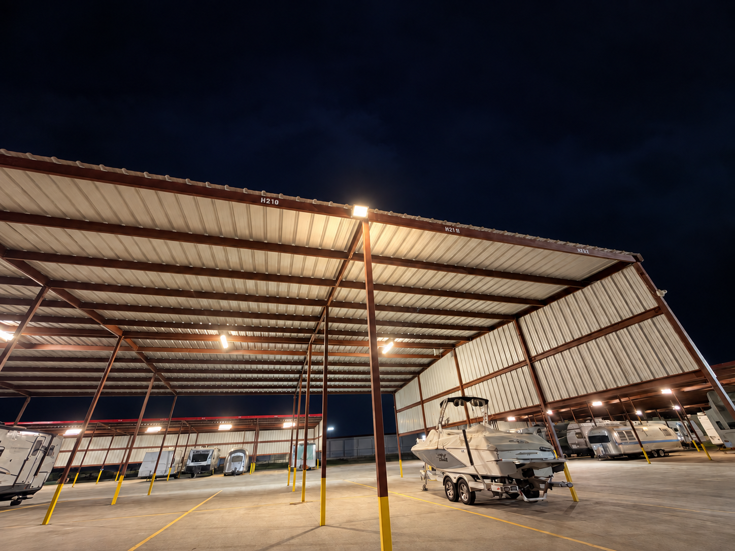 Well-Lit Covered Boat Storage in Decatur, TX