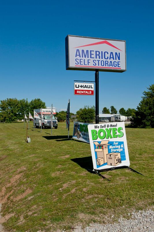 front sign and rental truck for american self storage