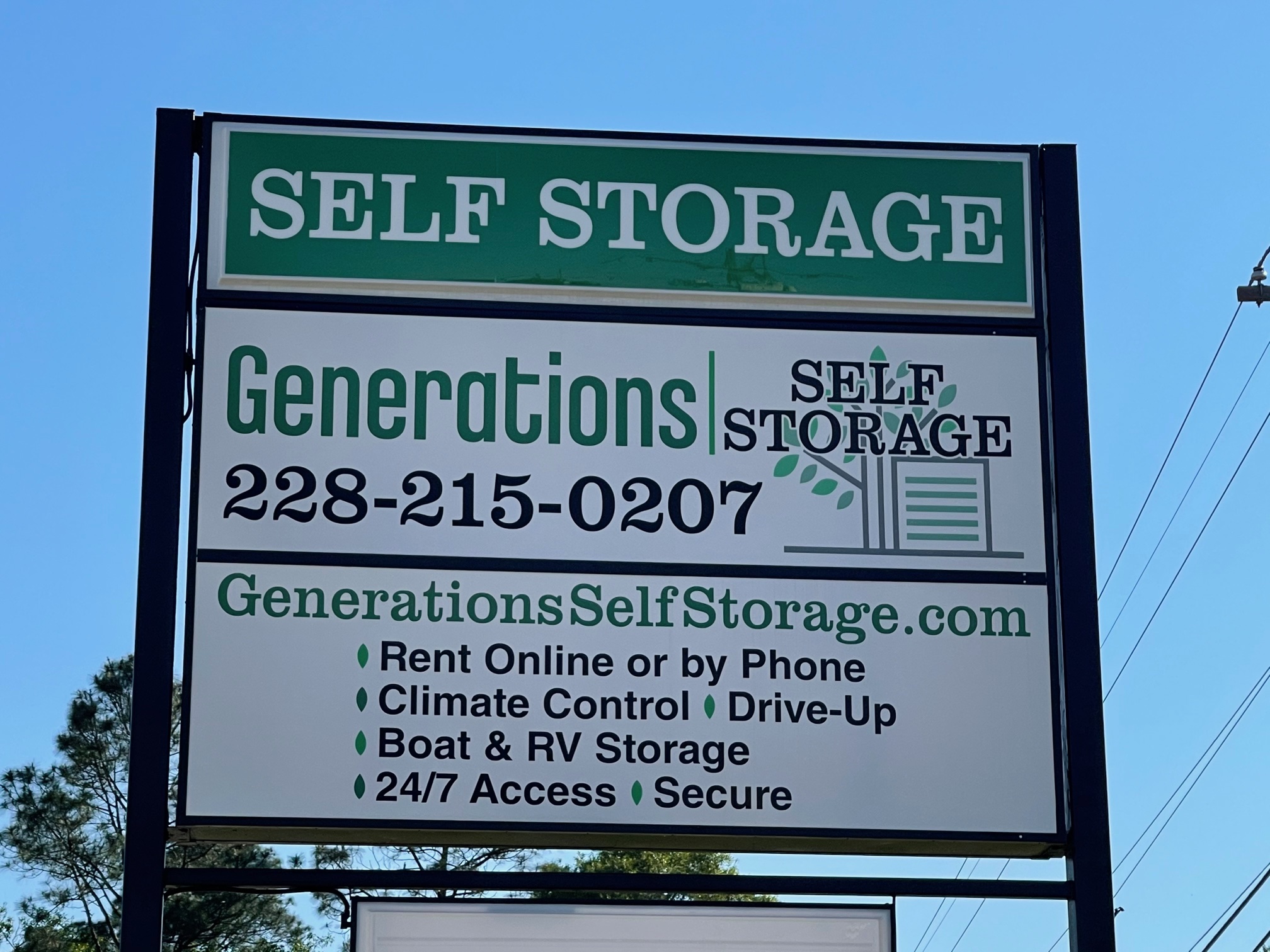 Generations Self Storage Sign