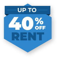 Up to 40% off rent.