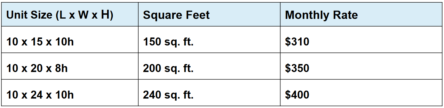 Large Storage Units Rates in Pemberton, BC