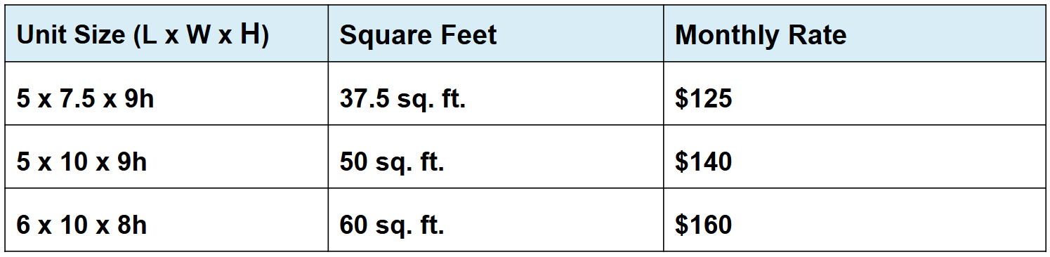 Small Storage Units Rates in Pemberton, BC