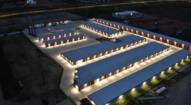 aerial night view of Storage 85 facility