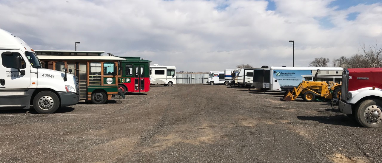 Semi-Trailer Truck Parking at Contractor Storage