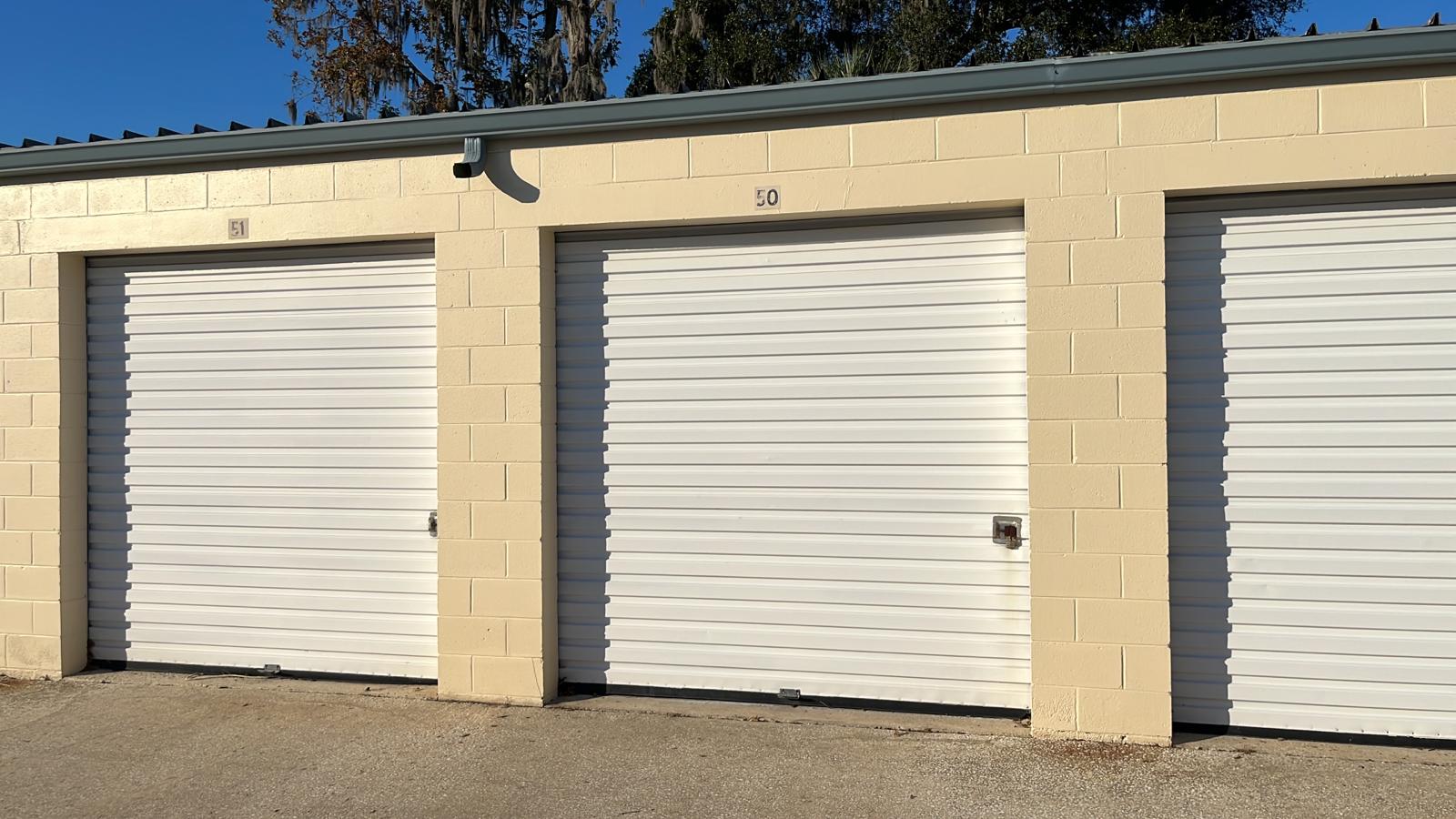 Clean drive-up storage unit rows at Ocala Storage Park on SE Lake Weir Ave in Ocala, FL
