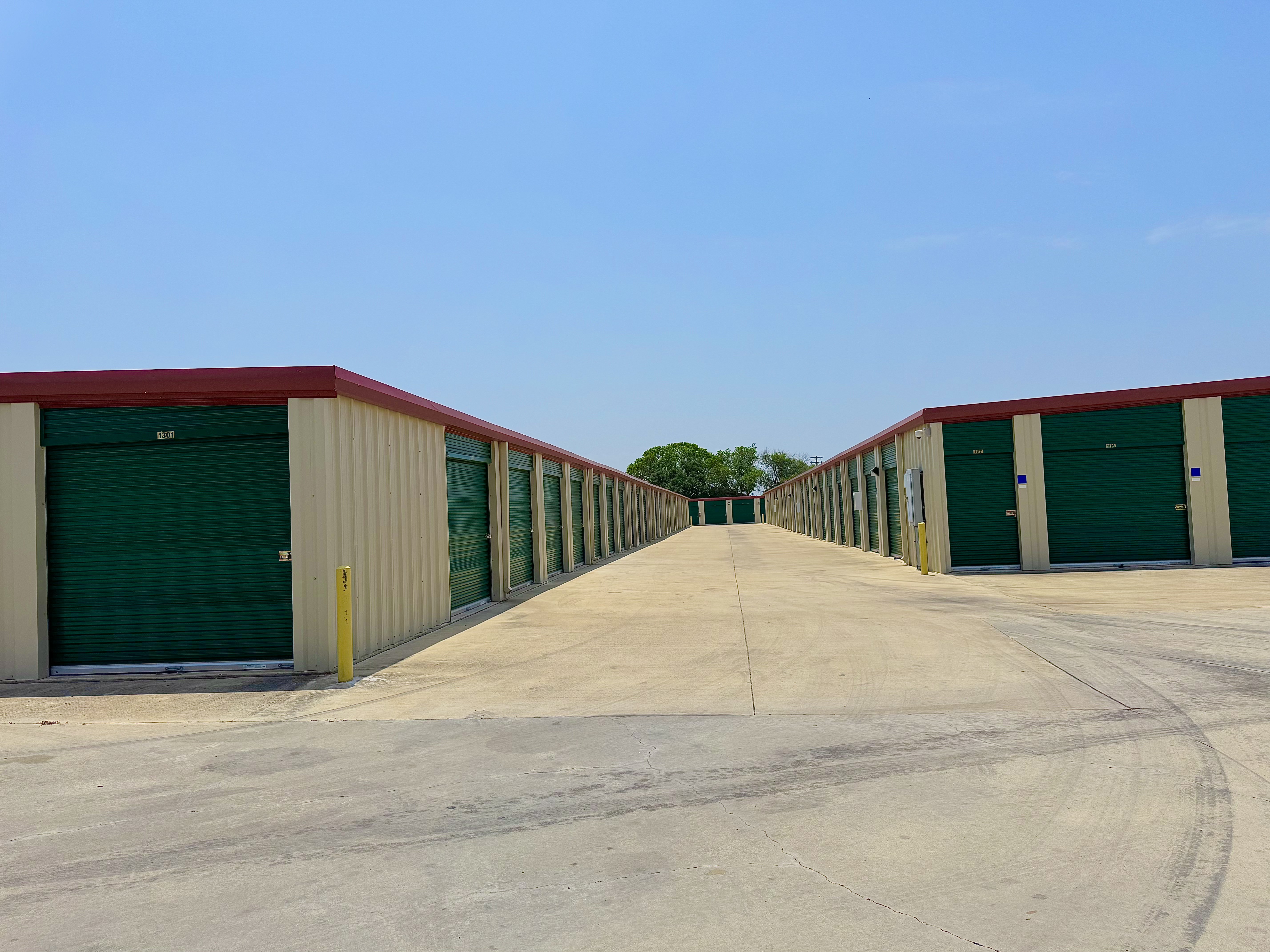 Drive-up storage units at LockSmart Storage in San Marcos, TX, ideal for safe furniture storage during a move