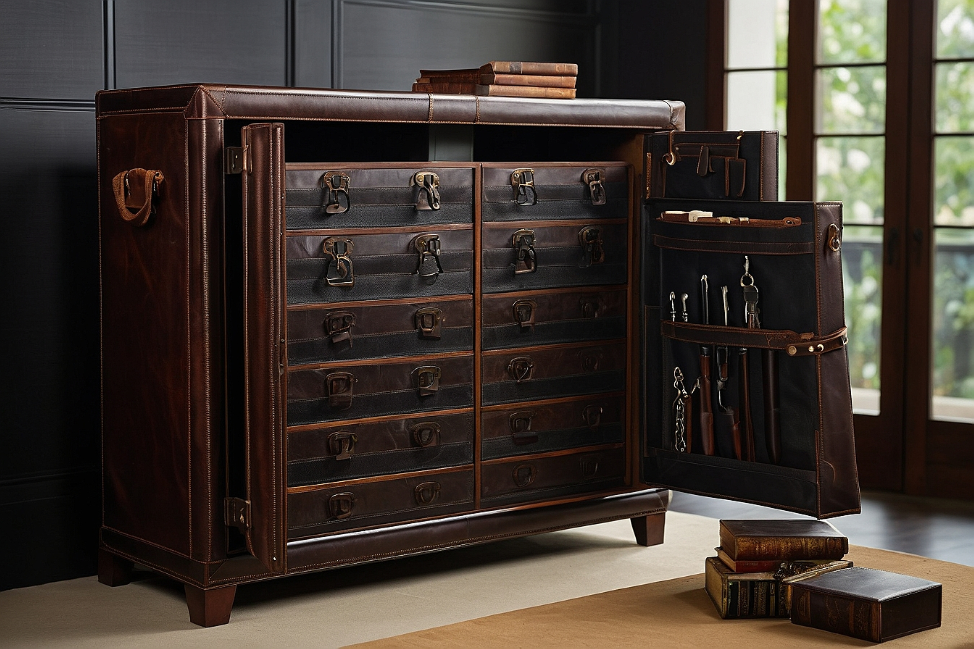 Antique furniture, electronics, and artwork organized for climate-controlled storage in Texas