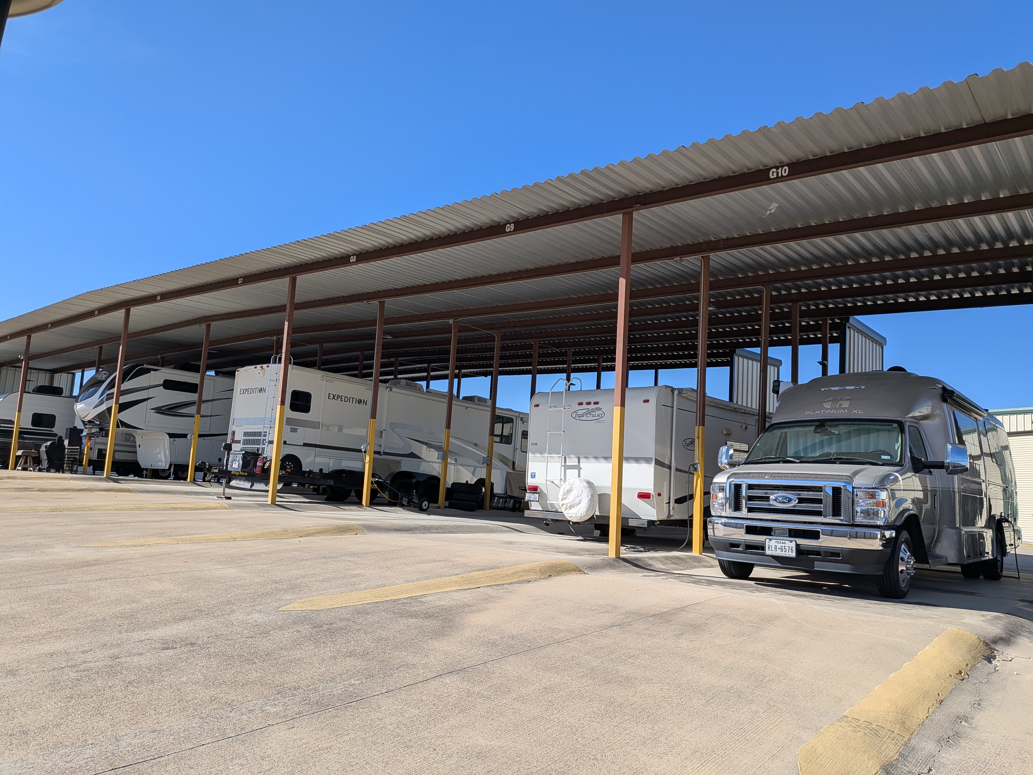 Texas UV and heat RV roof damage prevention through covered storage near Liberty Hill Hill Country