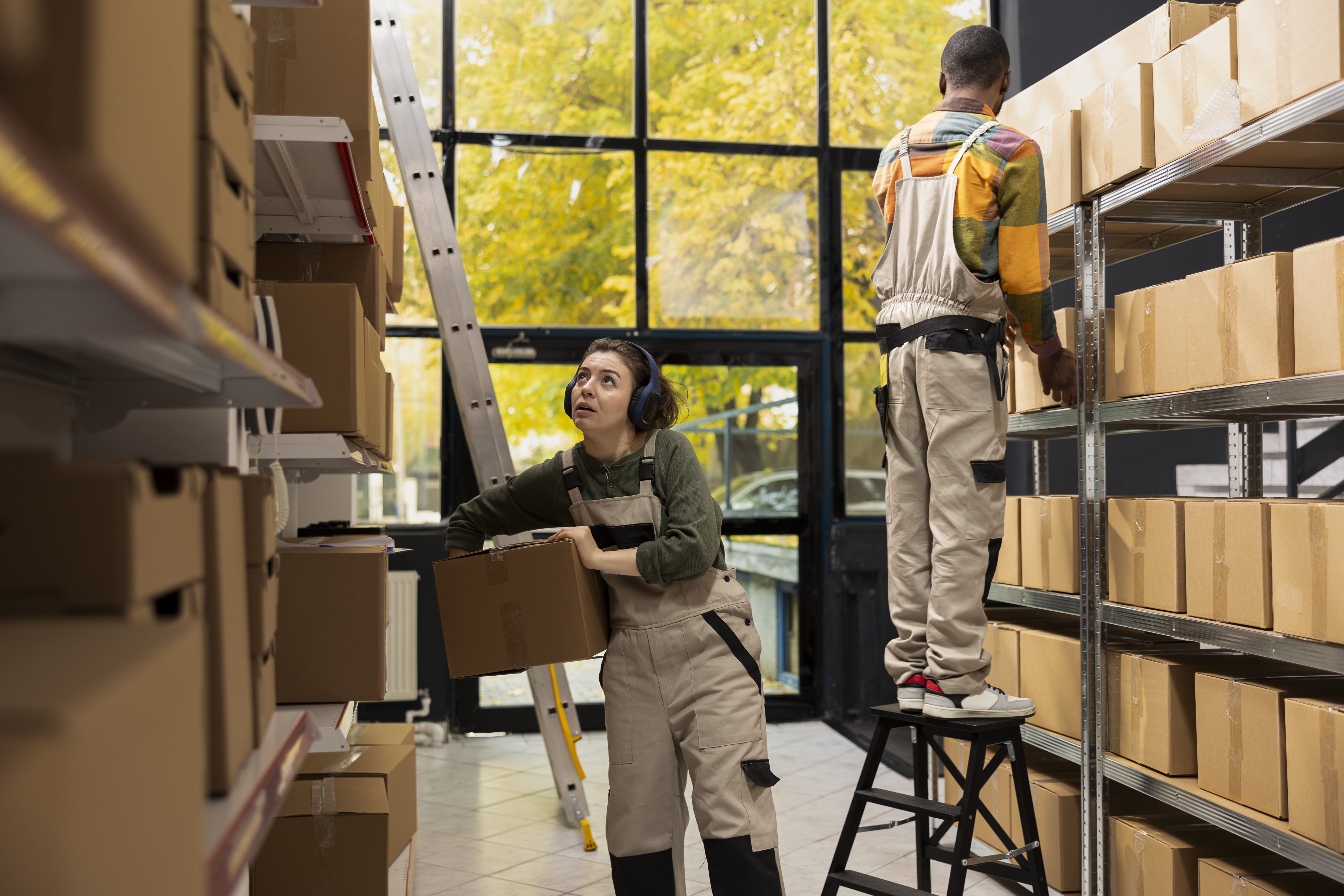 Round Rock business owner accessing drive-up storage unit for tools and inventory with 50% off promotion