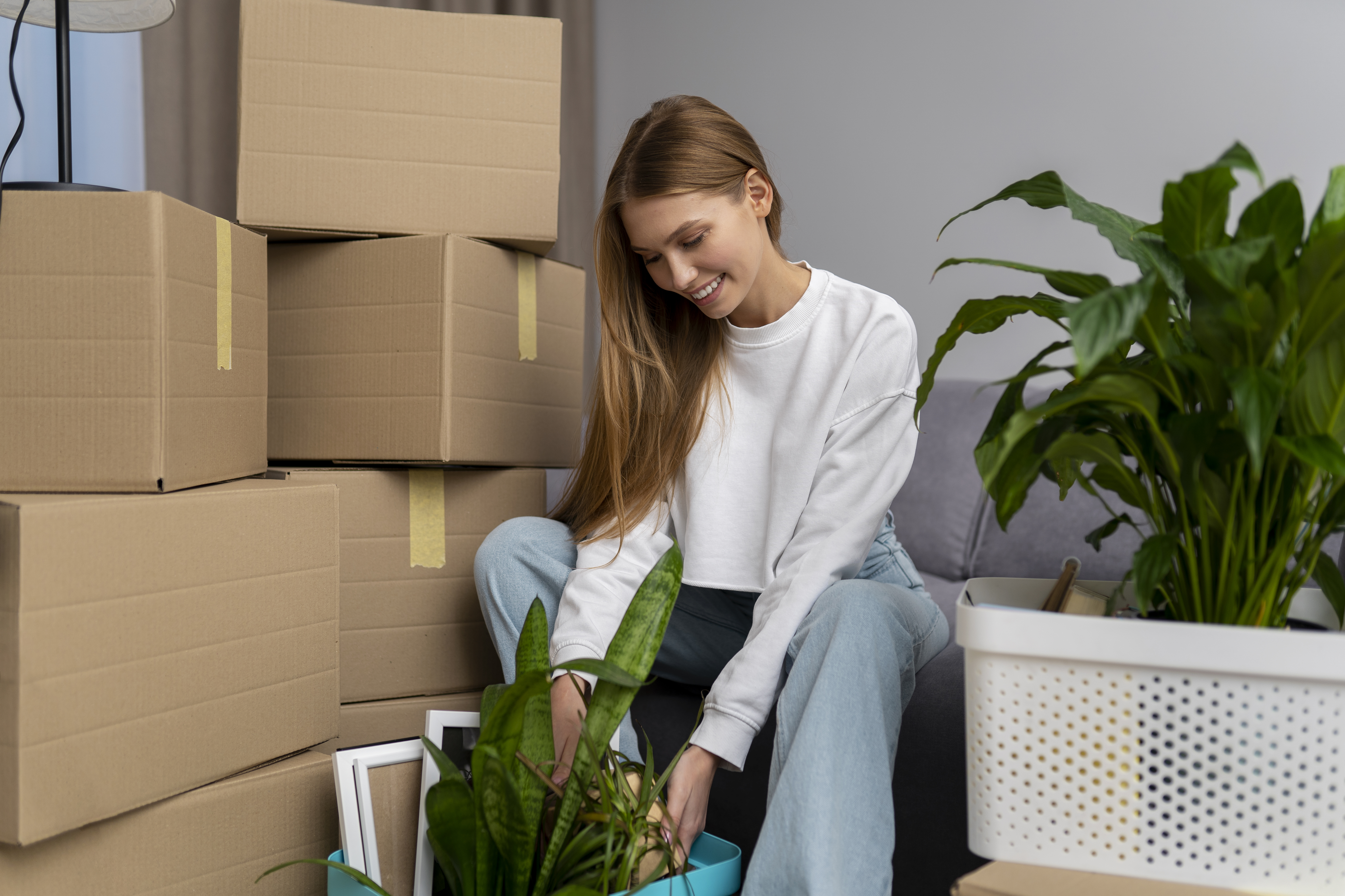 Person sorting belongings into storage, donate, and sell piles while downsizing home in Waxahachie, TX