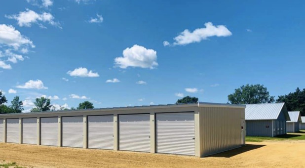 building of drive up access self storage units