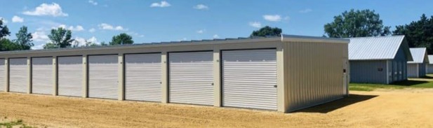 building of drive up access self storage units