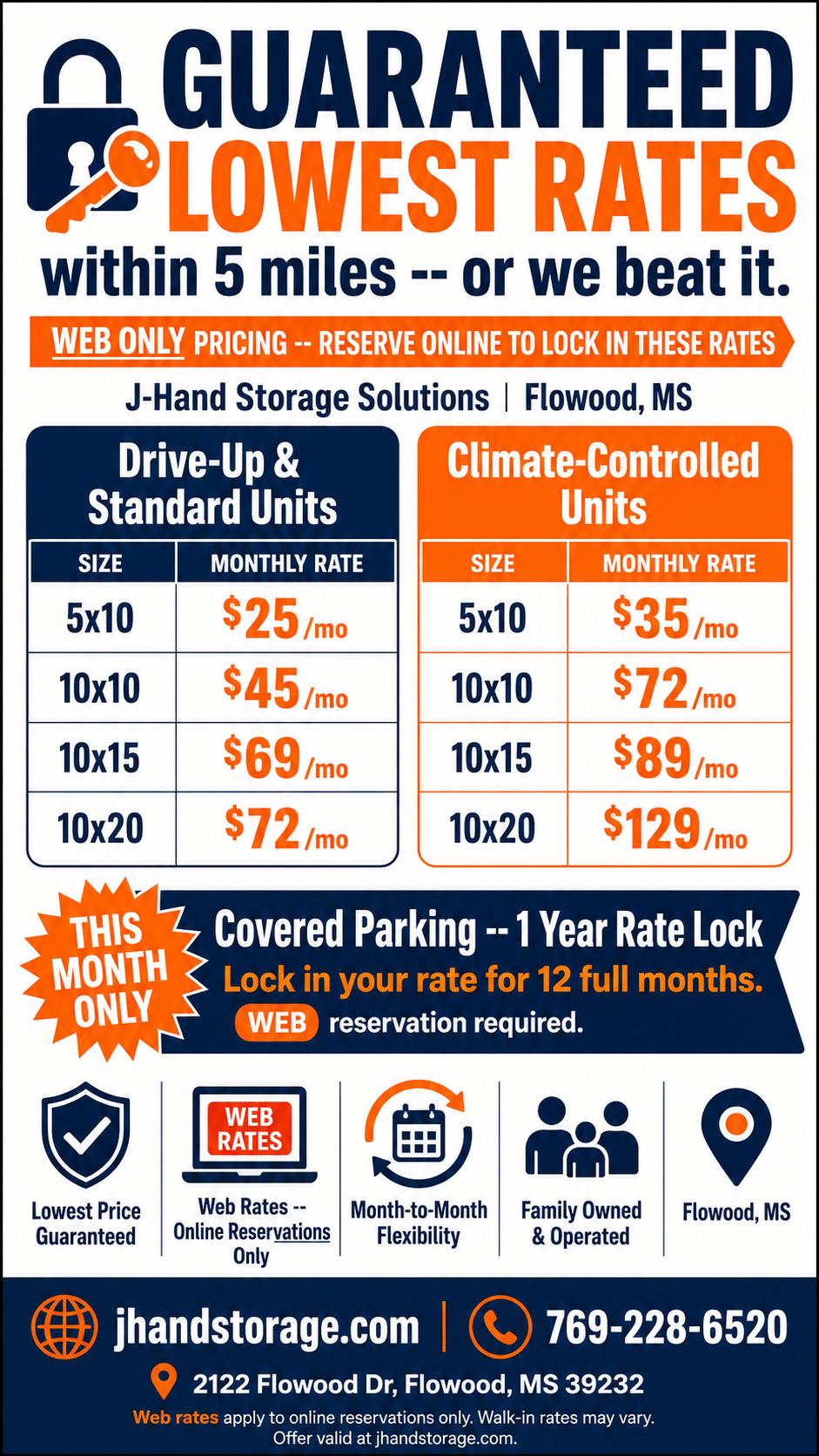 The Lowest Storage Rates in Flowood -- Guaranteed