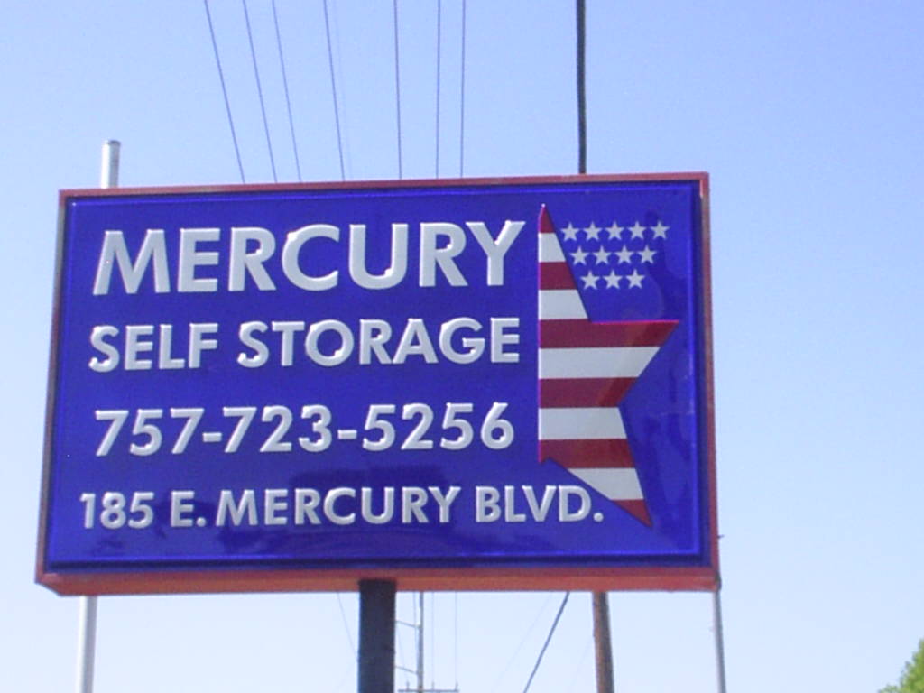 Mercury Self Storage street sign with logo