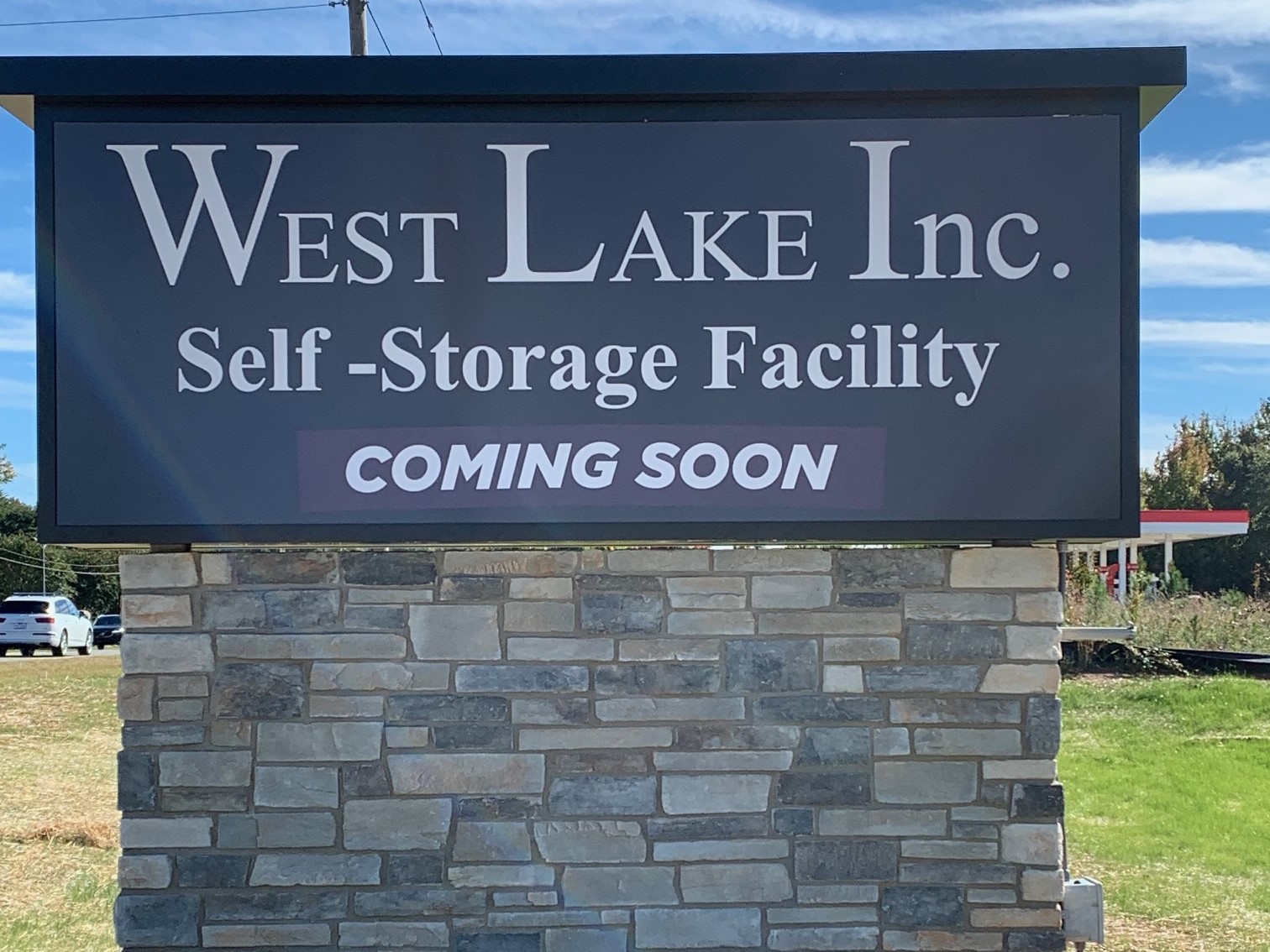 front sign to west lake inc self storage facility