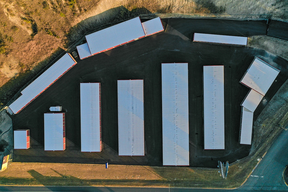 Overhead view of storage facility