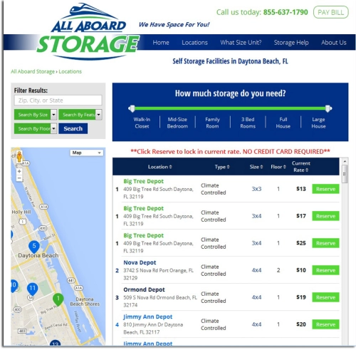 It doesn’t stop there:  Say you’re looking for a local storage unit that’s climate-controlled Or maybe you already know you only need enough space for a family room and want to search all available self-storage units that are of a medium size What if you’d like to sort all of our units by price to find the cheapest deal? Or maybe you’d like to do all of the above at the same time?