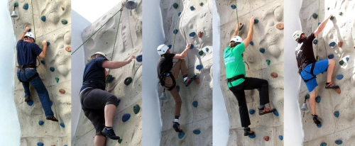 Employees & guests shown (ready for rock wall)