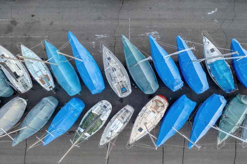 Row of covered boats