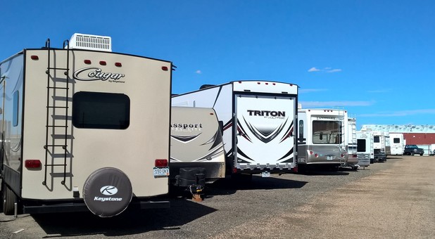 AARV RV and auto storage row of parked RV's