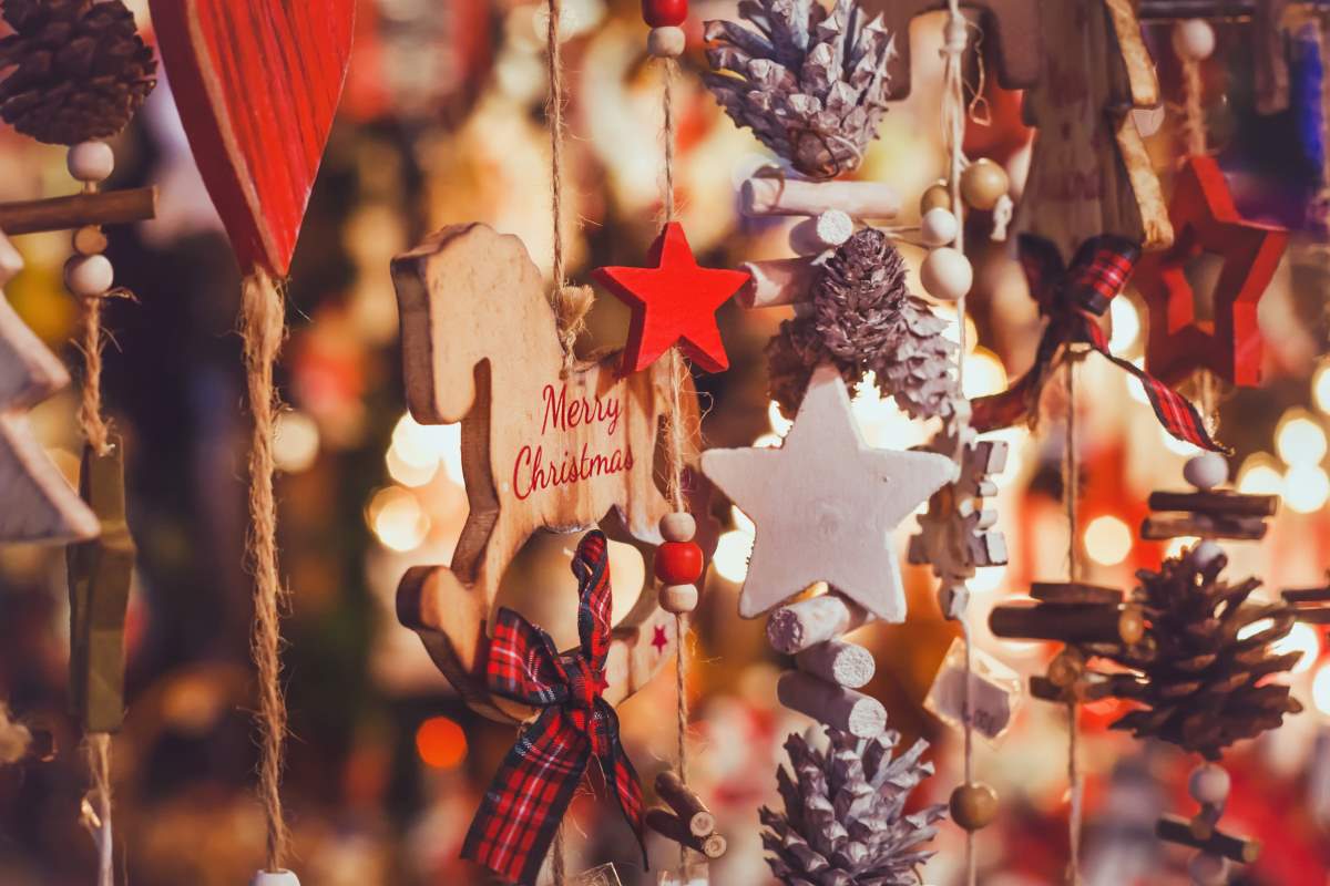 Close-up of festive Christmas decorations