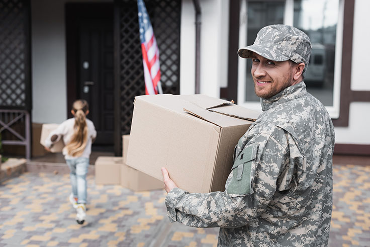 Military family loading a storage unit near Kings Bay Georgia
