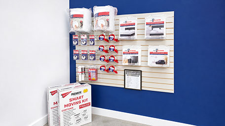 Moving and packing supplies inside the Oglethorpe self-storage office.