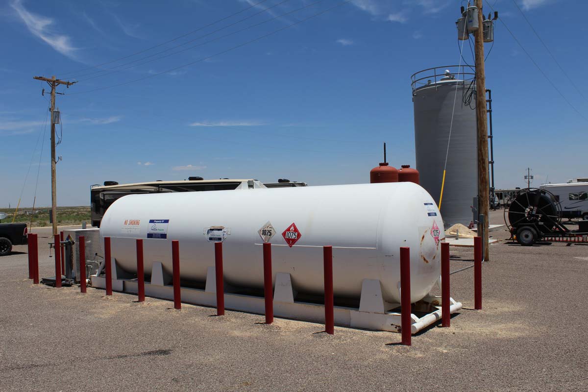 propane tank at HWY 285 RV Park in Pecos TX