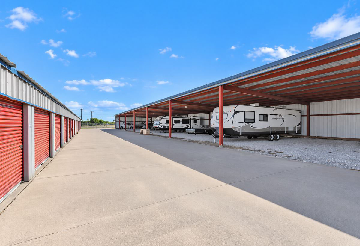 Travel trailers in covered parking