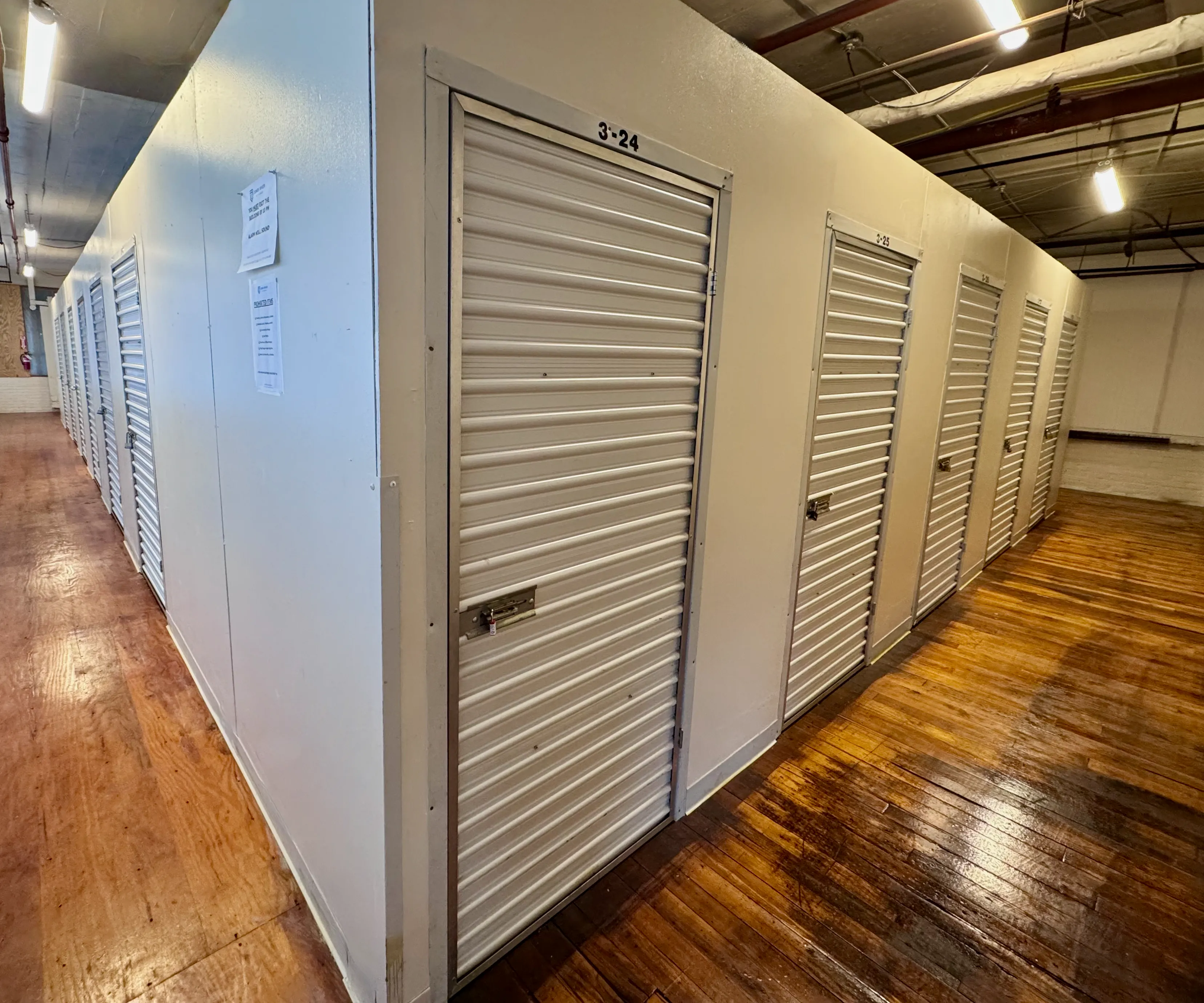 Hallway of indoor storage units at Jones River Storage – secure Plymouth County storage