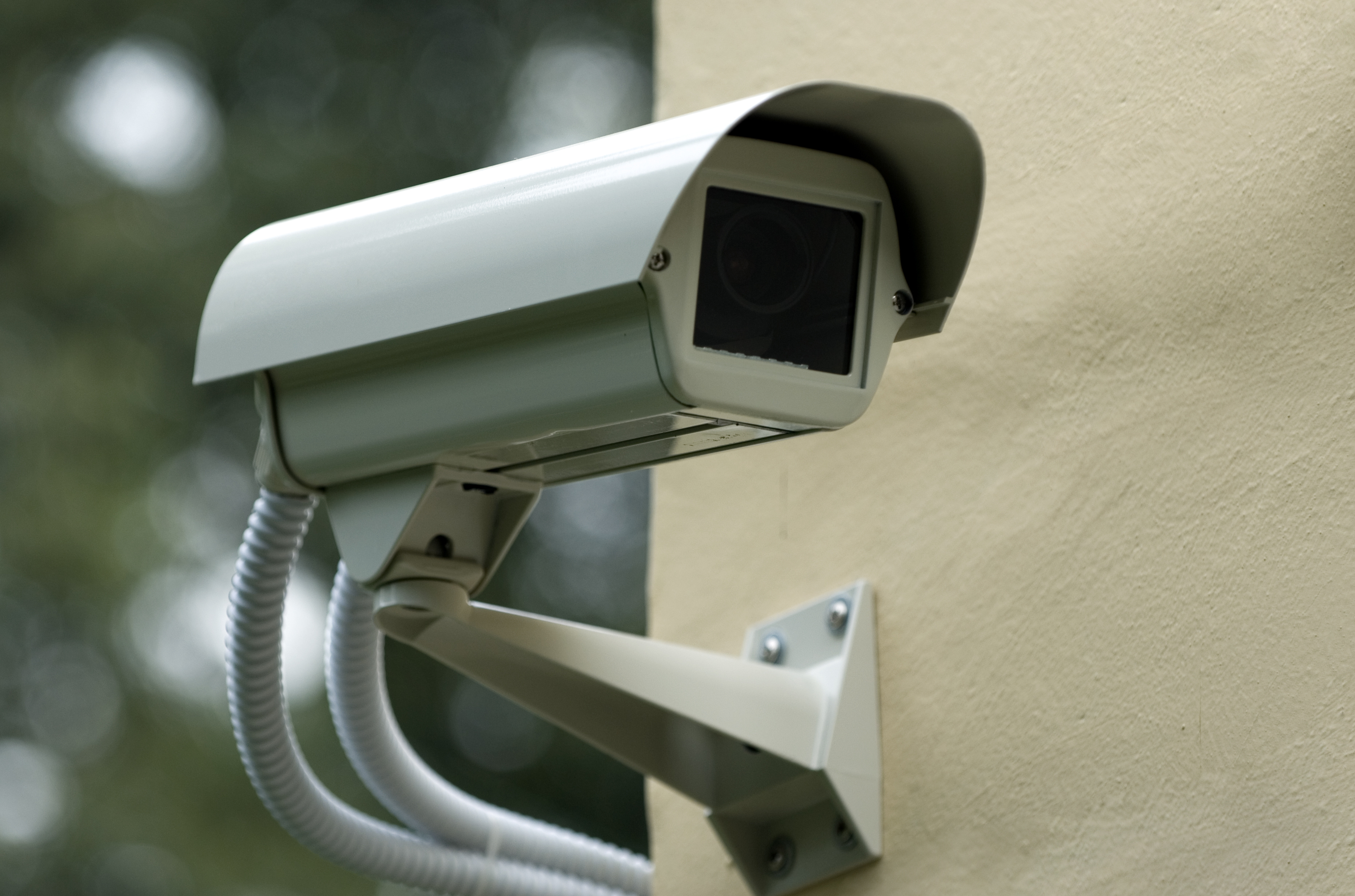 security camera mounted on a wall