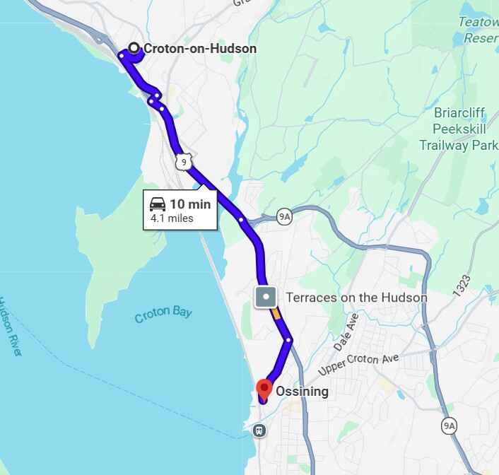 Our proximity to Croton-On-Hudson, NY