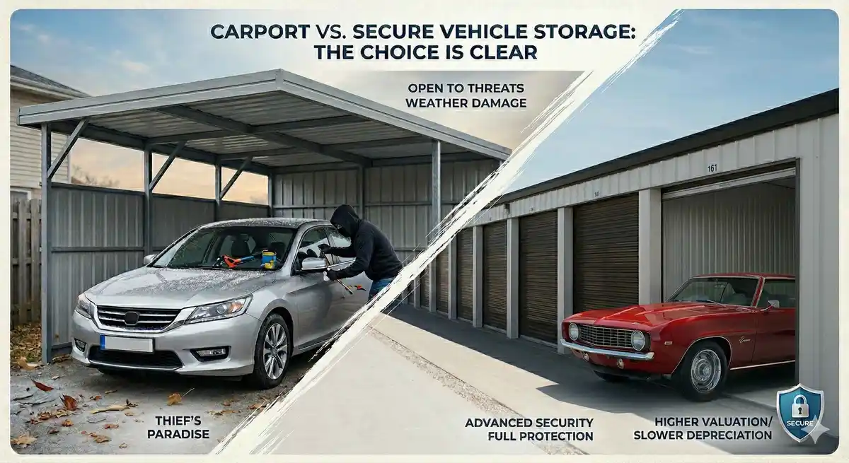 Classical car storage vs car port